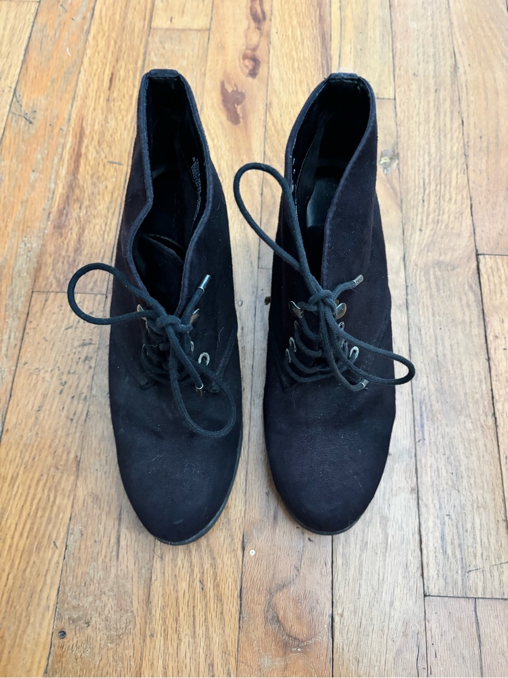 Black Suede Lace-Up Ankle Boots